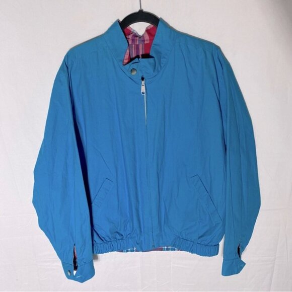 Vintage Reversible Blue Red Plaid Bomber Style Light Jacket L - Picture 2 of 13